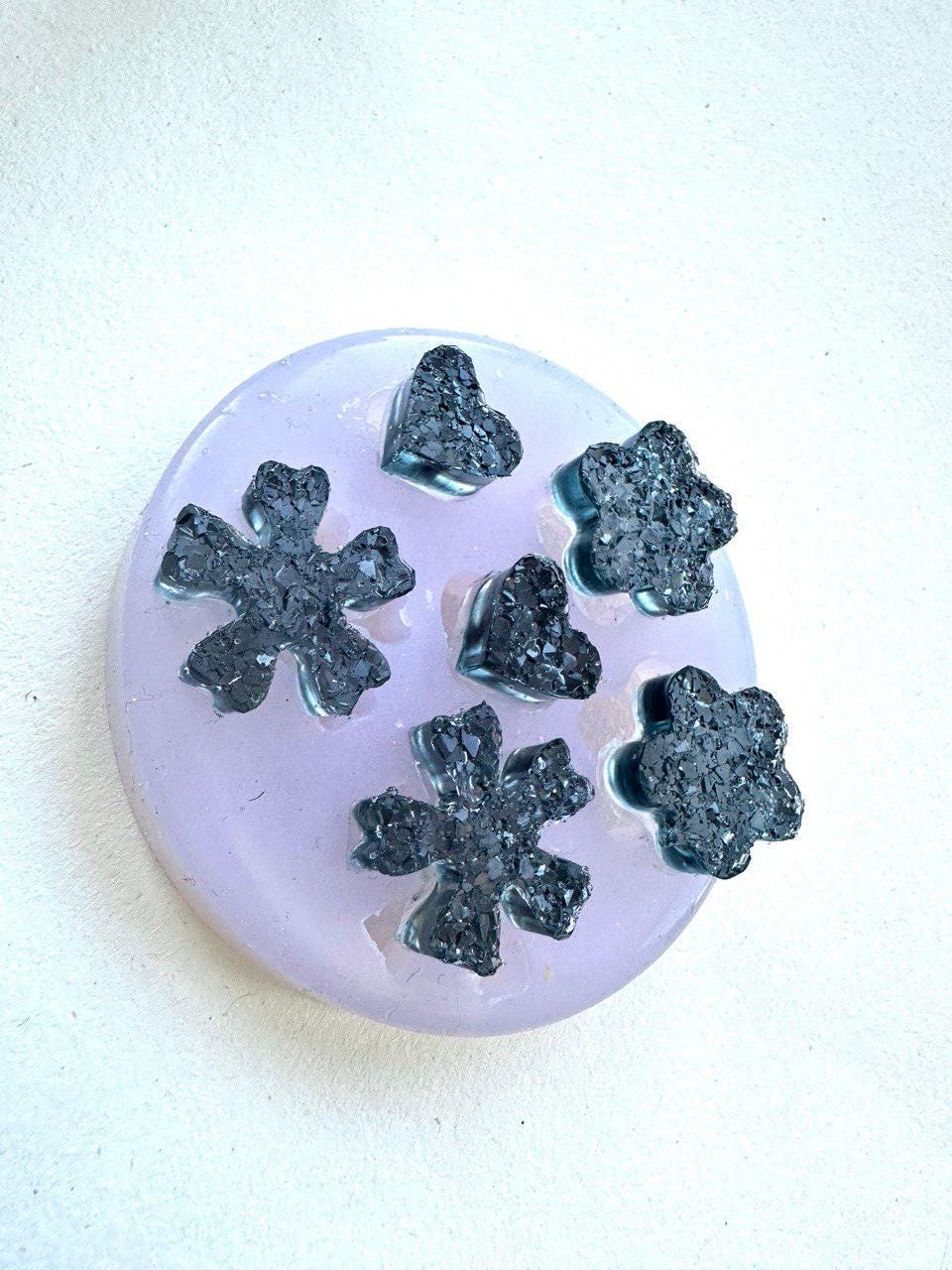 Crystal Earrings Silicone Mold, Druzy Flower Resin Mold, DIY Jewelry Set