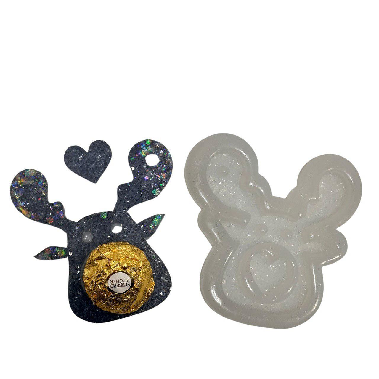 Christmas Deer Resin Mold with Crystals – Holiday Candy Holder