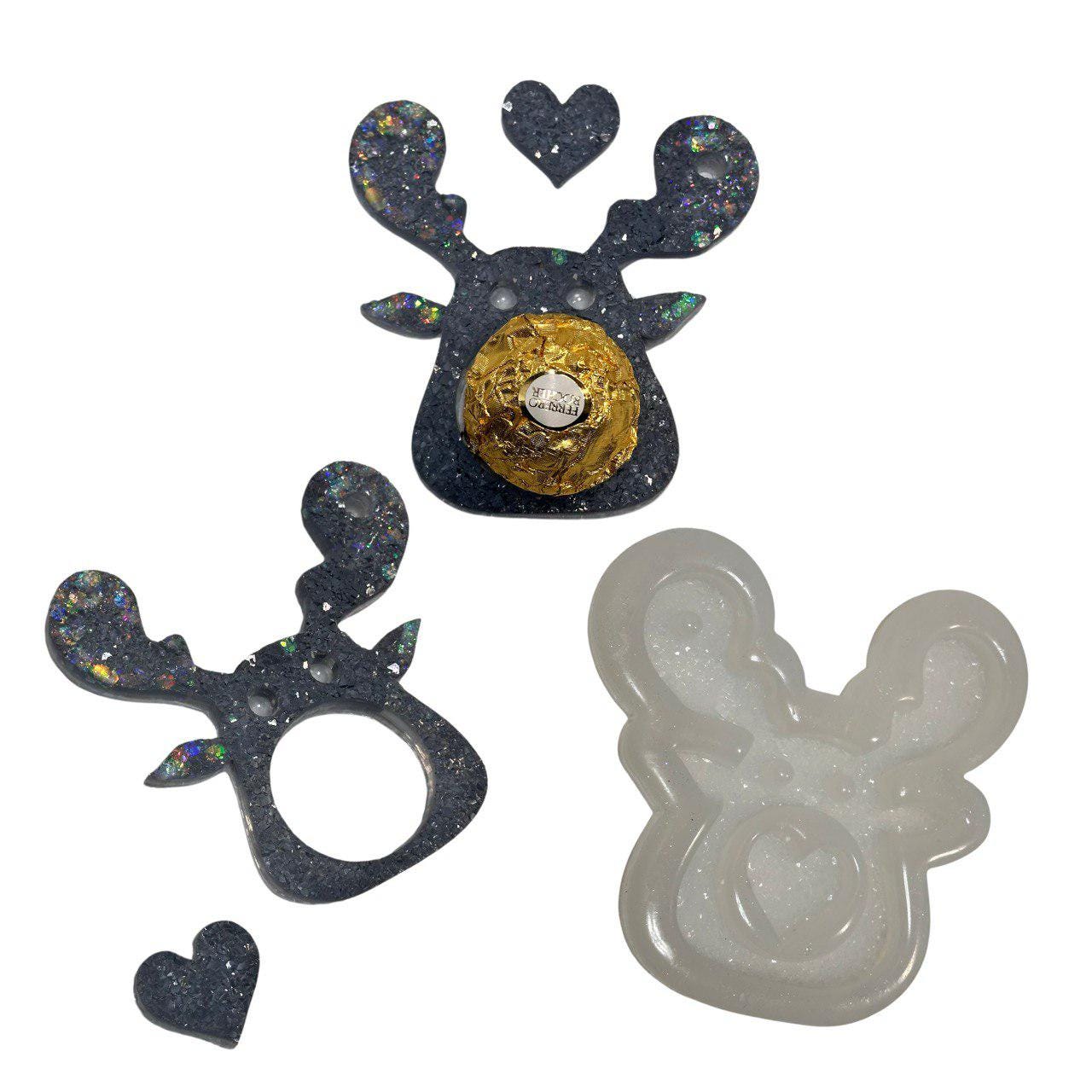 Christmas Deer Resin Mold with Crystals – Holiday Candy Holder