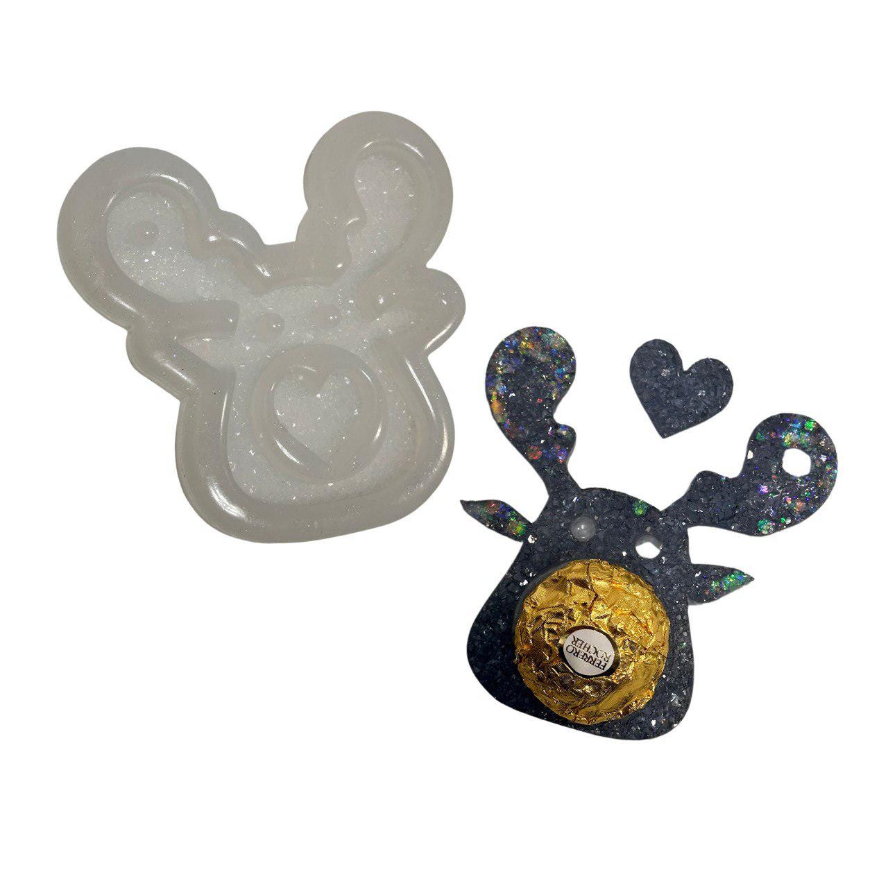 Christmas Deer Resin Mold with Crystals – Holiday Candy Holder