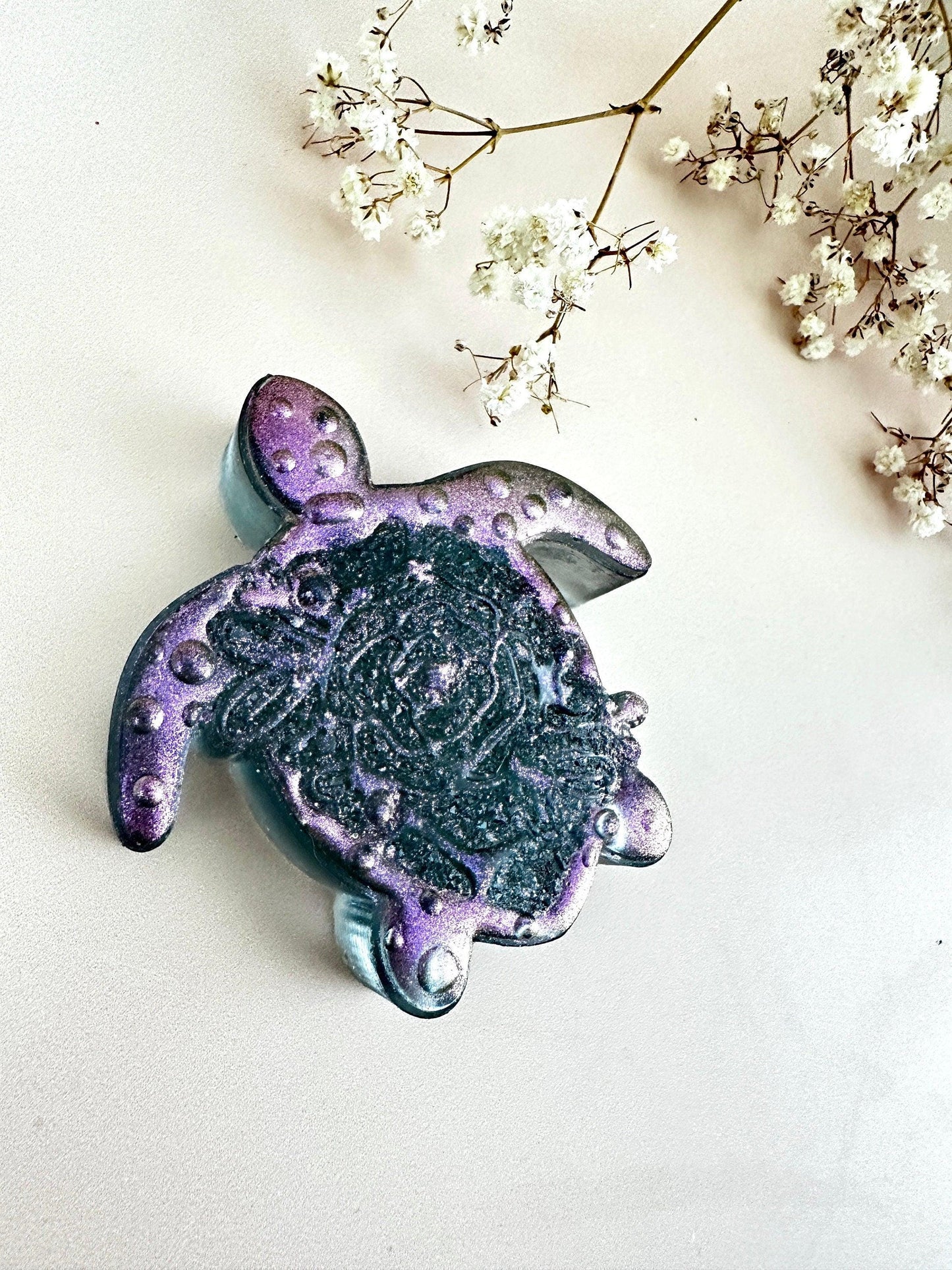 Turtle Rose Silicone Mold with Crystals for Resin Art Creation