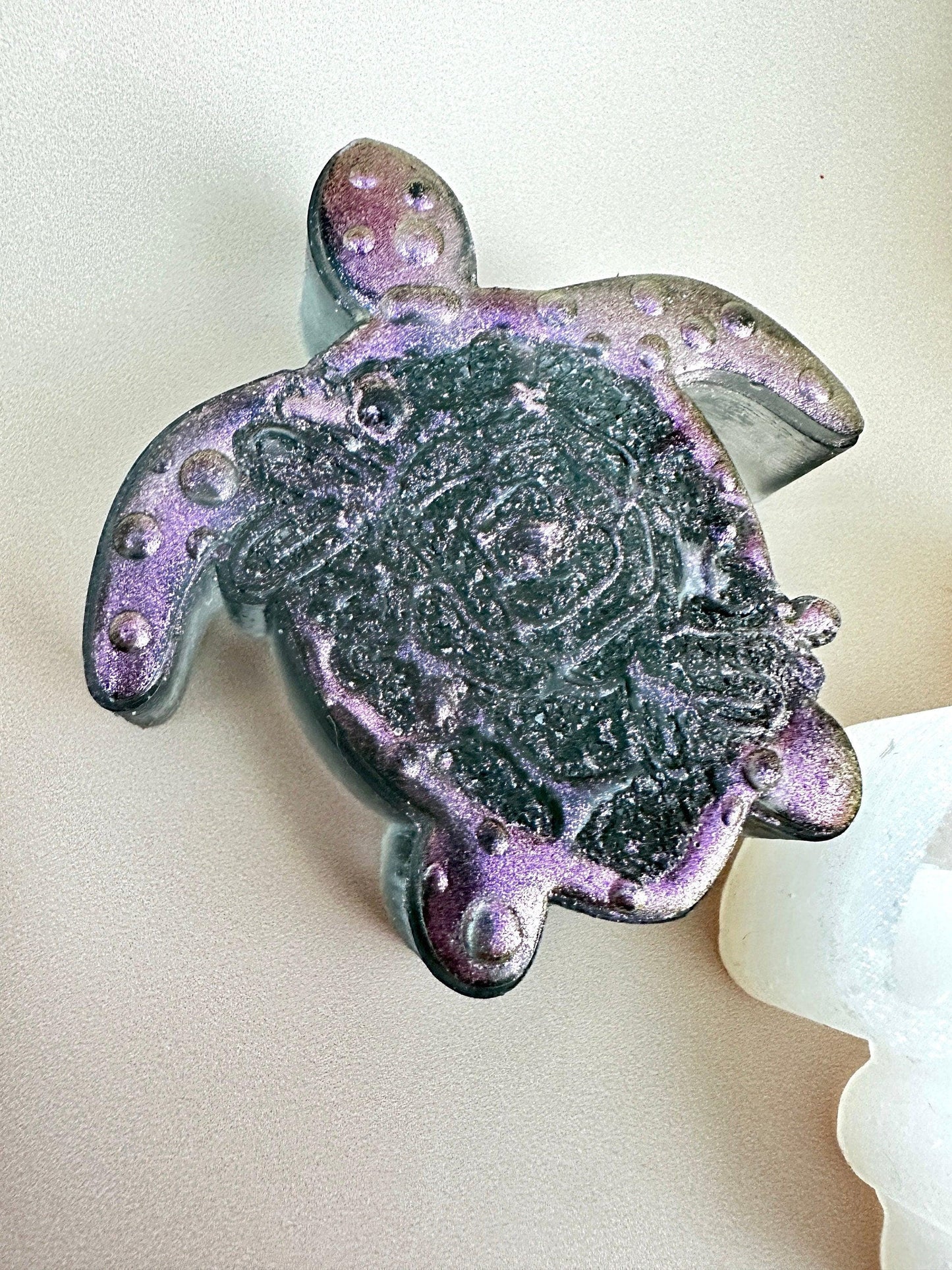 Turtle Rose Silicone Mold with Crystals for Resin Art Creation