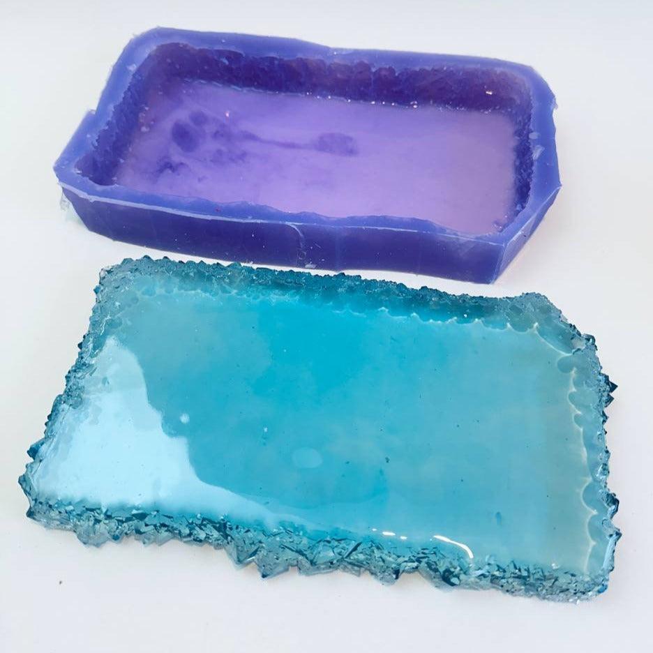 Large Rectangular Silicone Tray Mold Featuring Exquisite Crystal Edges - Ideas Decor Shop