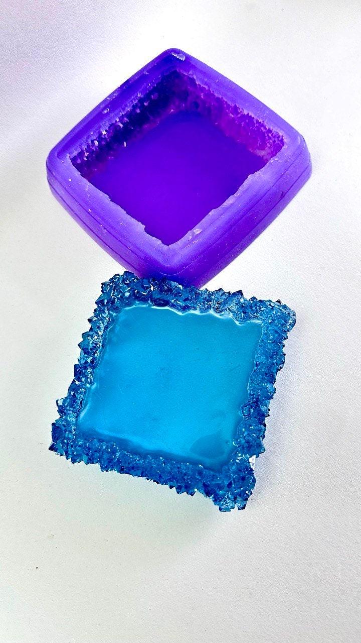 Crystal Edged Square Cup Holder Silicone Mold for DIY Resin Crafting