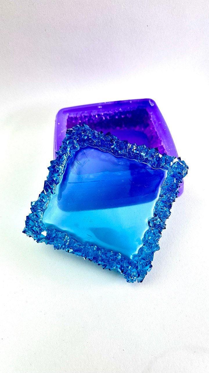 Crystal Edged Square Cup Holder Silicone Mold for DIY Resin Crafting