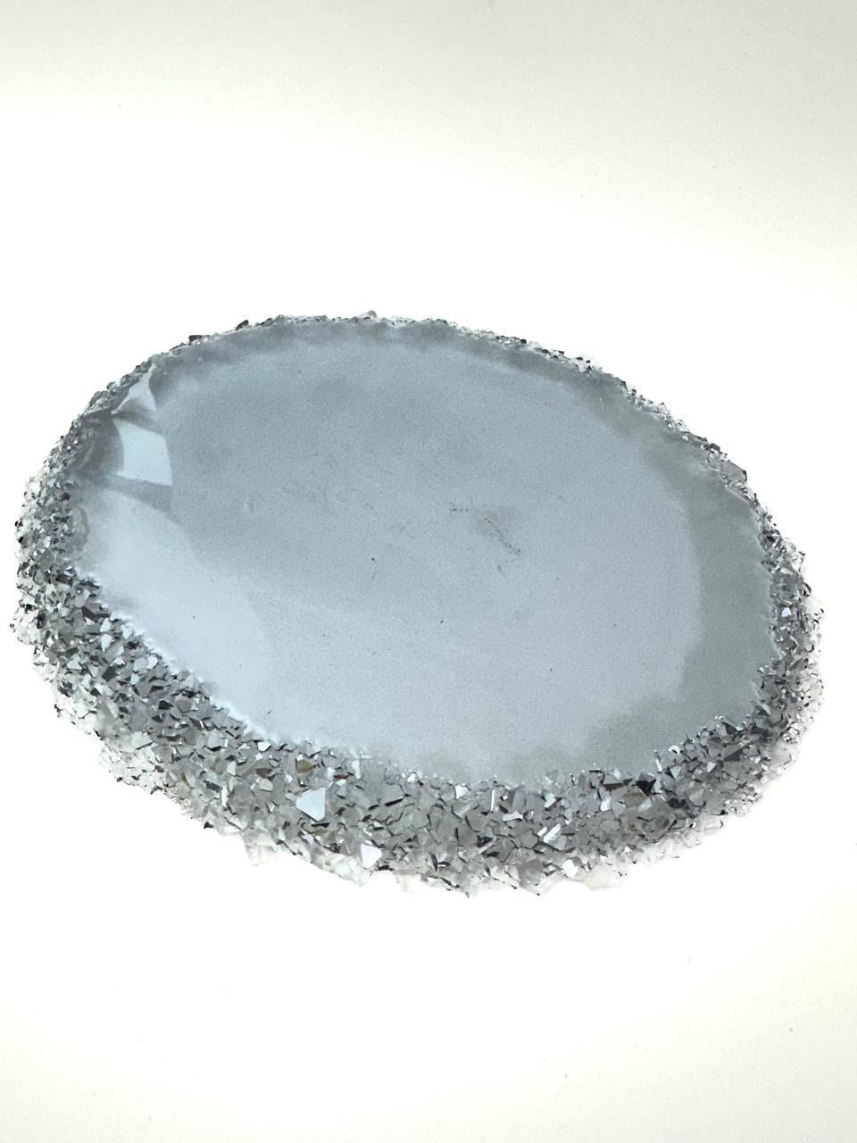 Large Oval Resin Tray Mold with Crystal Edges - Silicone Craft Form for Chic Serving Platters