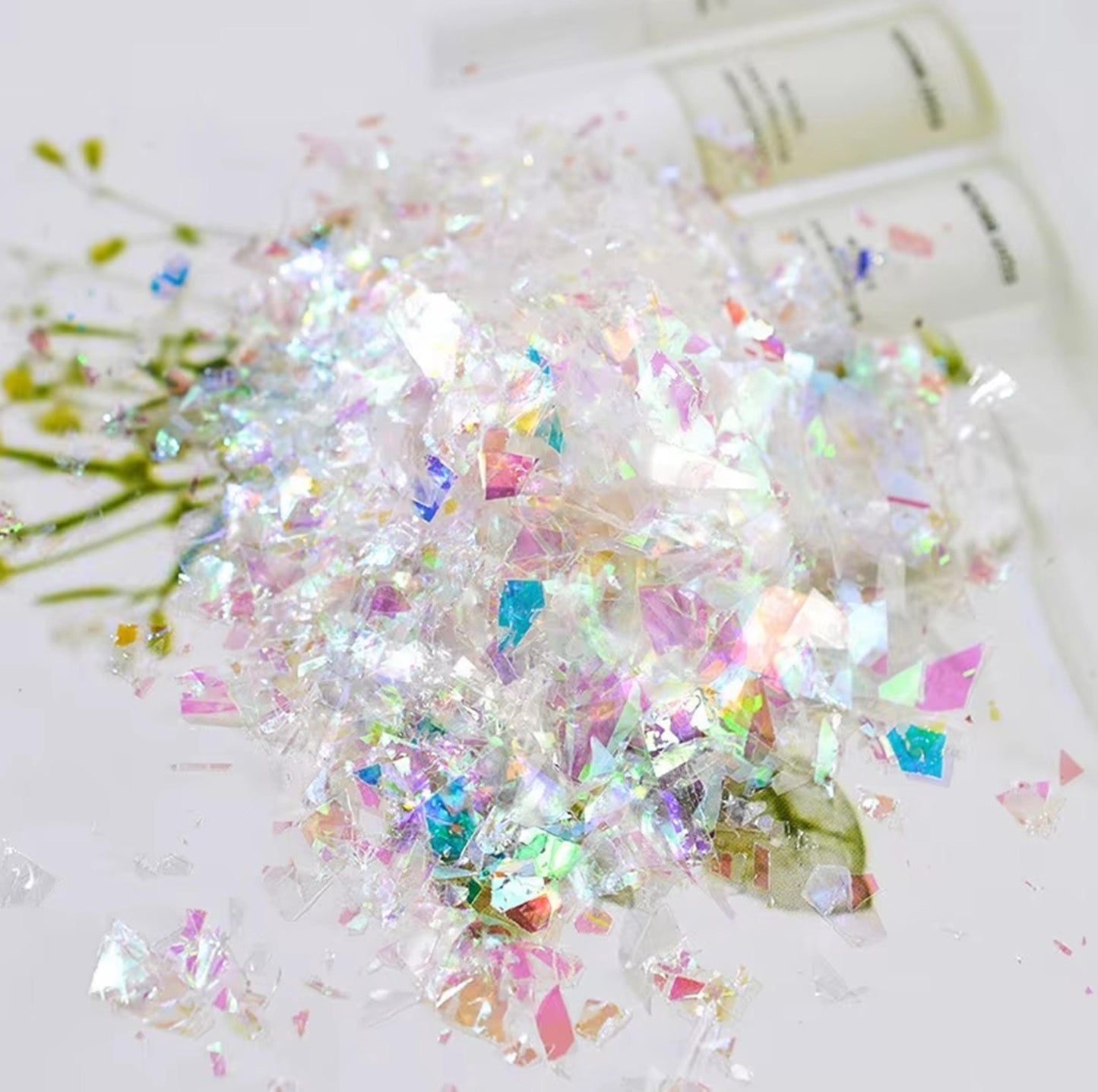 5-7g Iridescent Glitter Sequin Flakes - Colorful Fluorescent Glass Paper