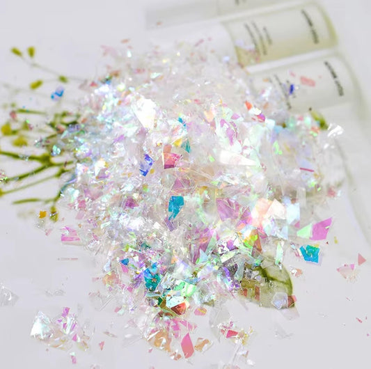 5-7g Iridescent Glitter Sequin Flakes - Colorful Fluorescent Glass Paper