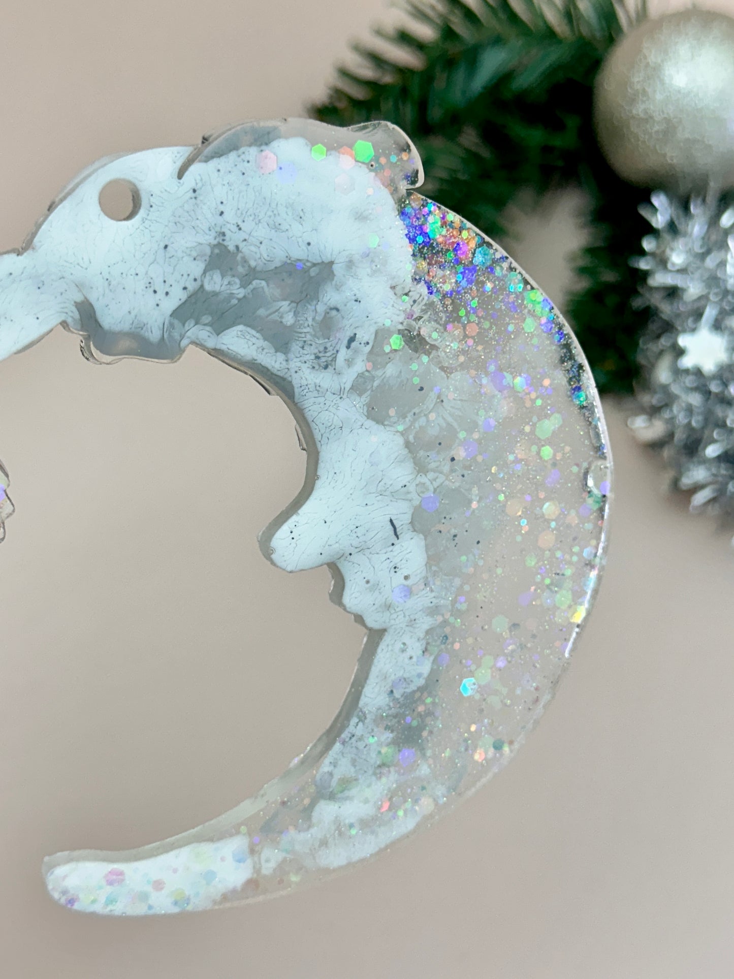 Fangen Sie die Magie ein: Mondschein-Weihnachtsbaumschmuck-Silikonform für Kunstharz