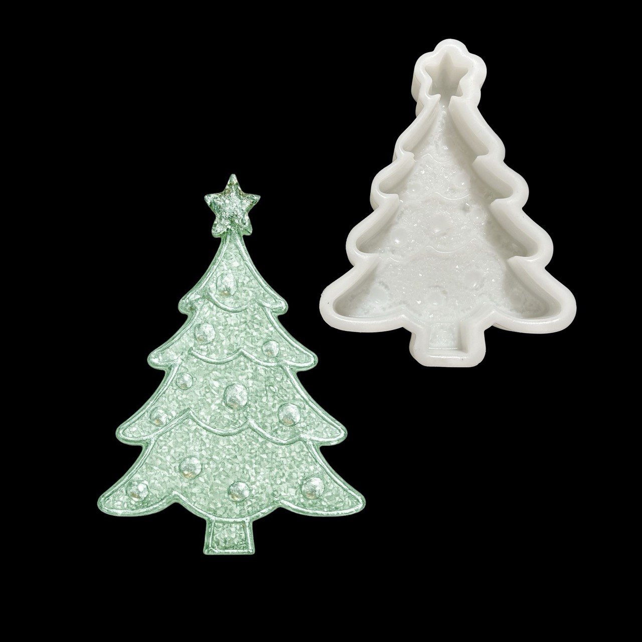 Large Christmas Tree Silicone Mold with Crystal Texture - Ideas Decor Shop