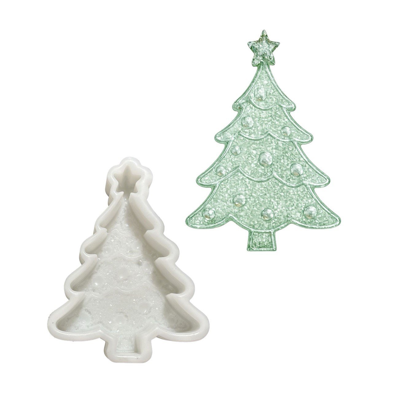 Large Christmas Tree Silicone Mold with Crystal Texture - Ideas Decor Shop