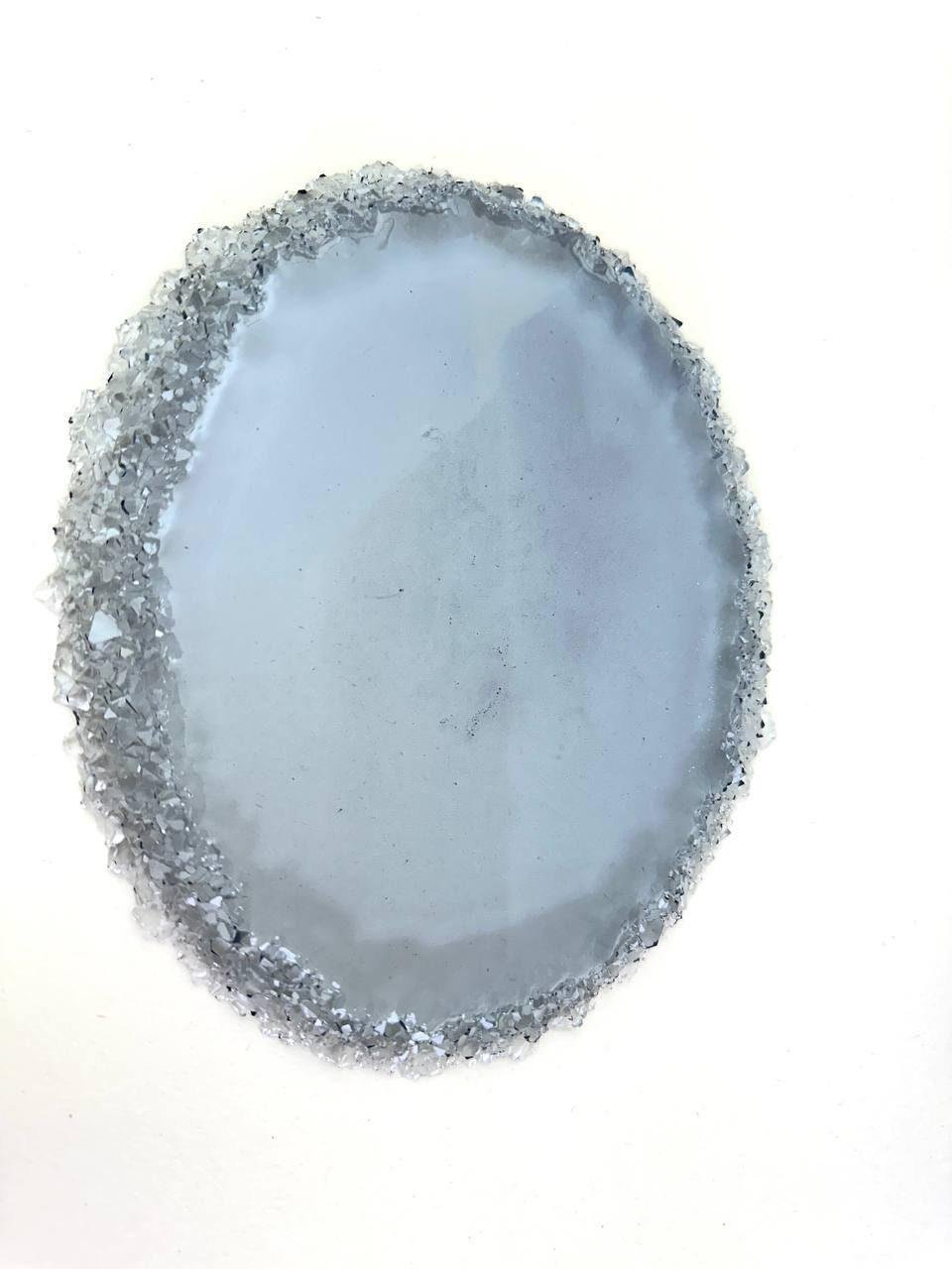 Large Oval Resin Tray Mold with Crystal Edges - Silicone Craft Form for Chic Serving Platters - Ideas Decor Shop