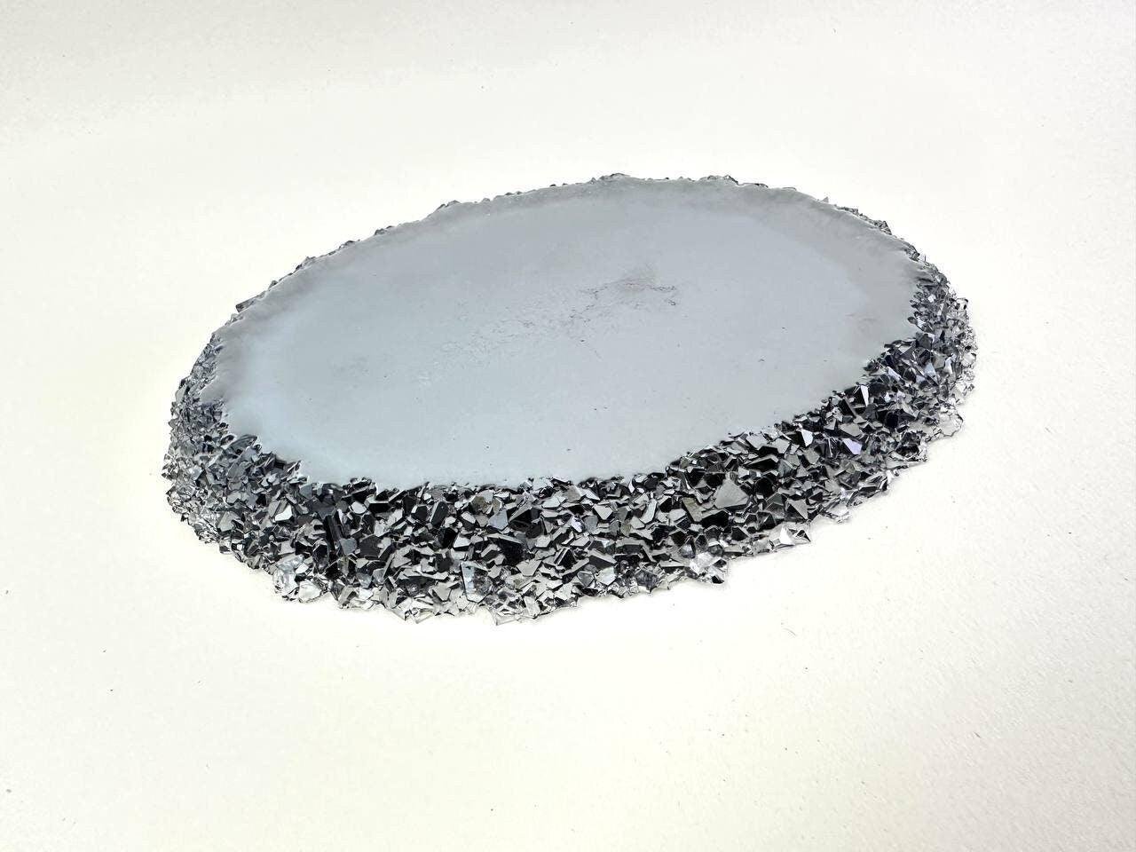 Large Oval Resin Tray Mold with Crystal Edges - Silicone Craft Form for Chic Serving Platters - Ideas Decor Shop