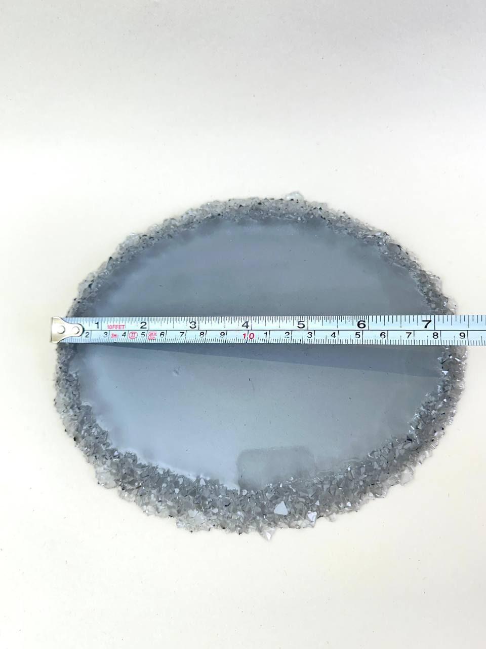 Large Oval Resin Tray Mold with Crystal Edges - Silicone Craft Form for Chic Serving Platters - Ideas Decor Shop
