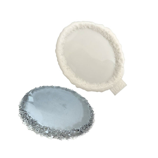 Large Oval Resin Tray Mold with Crystal Edges - Silicone Craft Form for Chic Serving Platters - Ideas Decor Shop