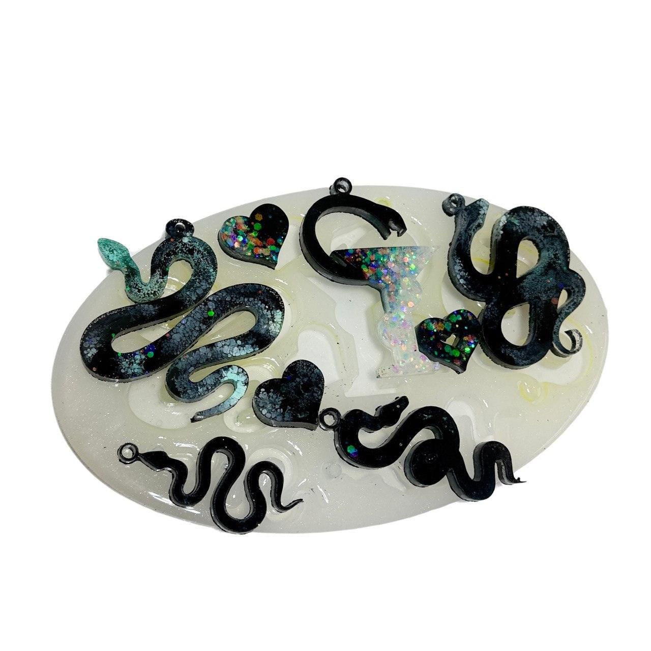 Large Silicone 5 Snake and 3 Heart Resin Mold Set for Jewelry Crafting - Ideas Decor Shop