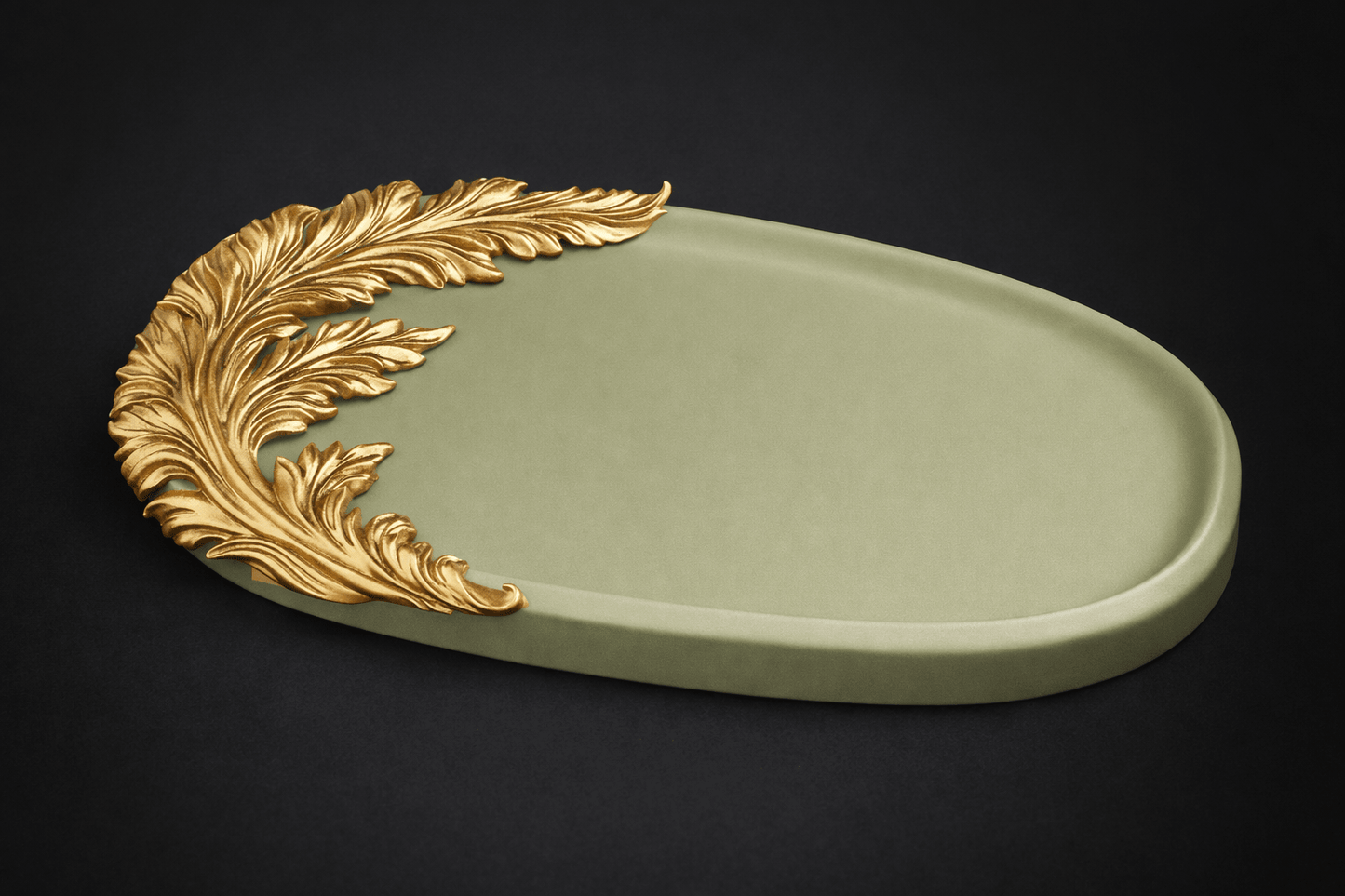 Oval Silicone Mold Tray with Baroque Leaf - Ideas Decor Shop