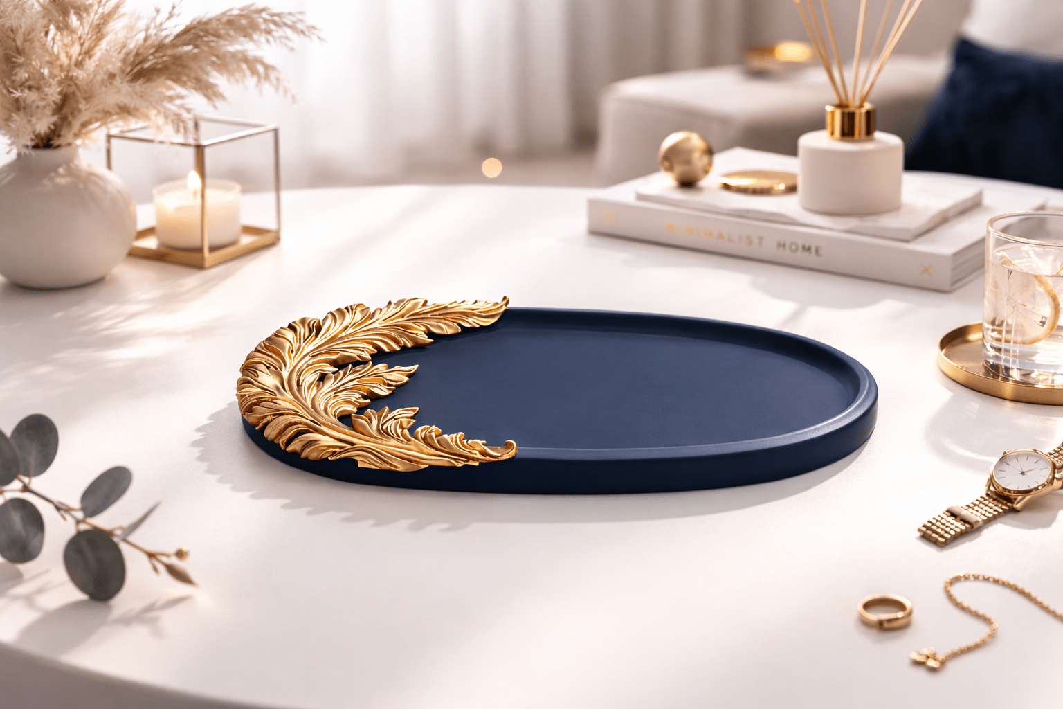 Oval Silicone Mold Tray with Baroque Leaf - Ideas Decor Shop