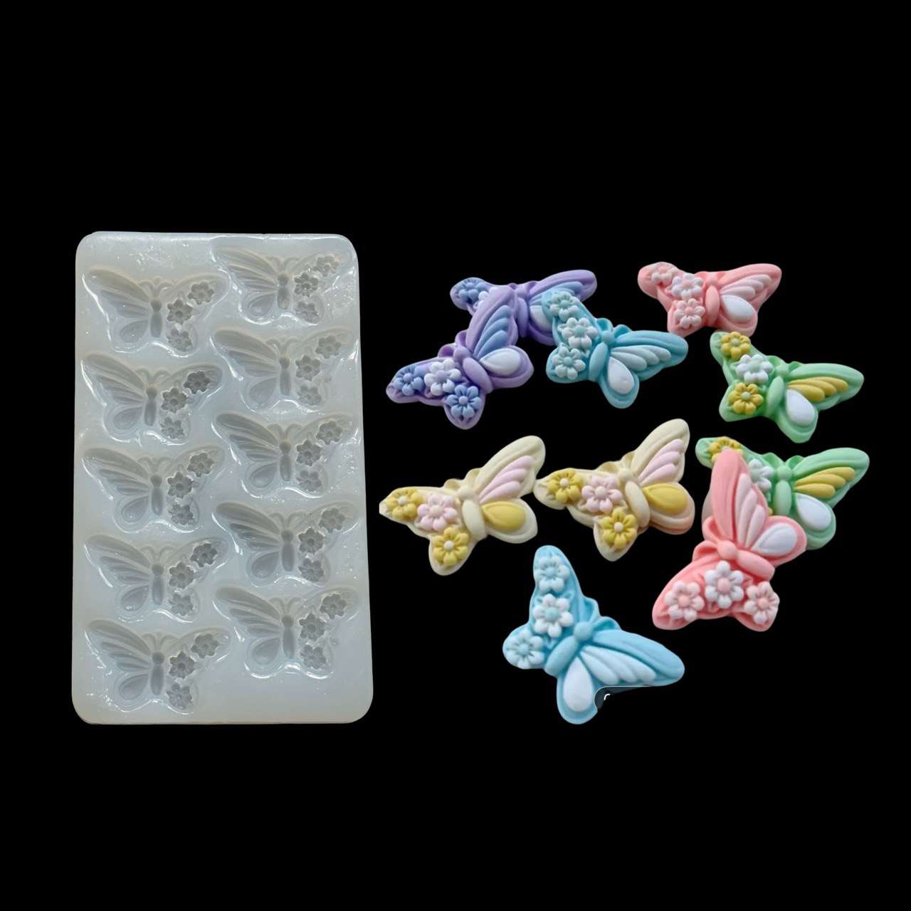 Mini Butterfly Silicone Mold – 10-Cavity Floral Winged Mold