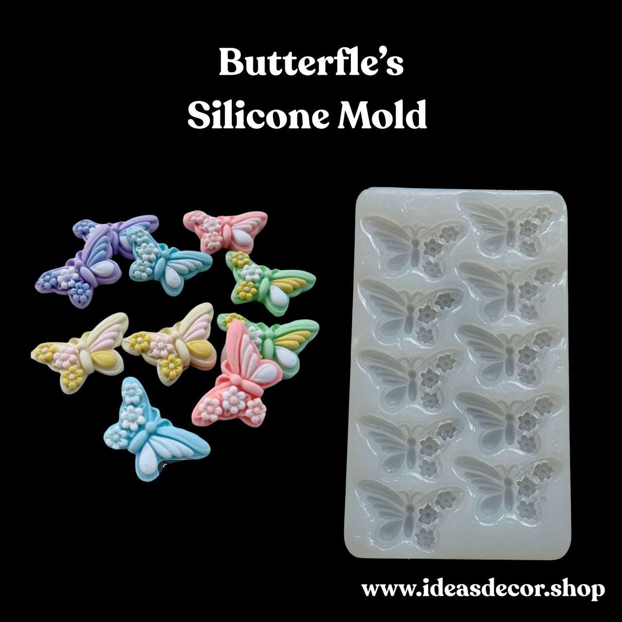 Mini Butterfly Silicone Mold – 10-Cavity Floral Winged Mold