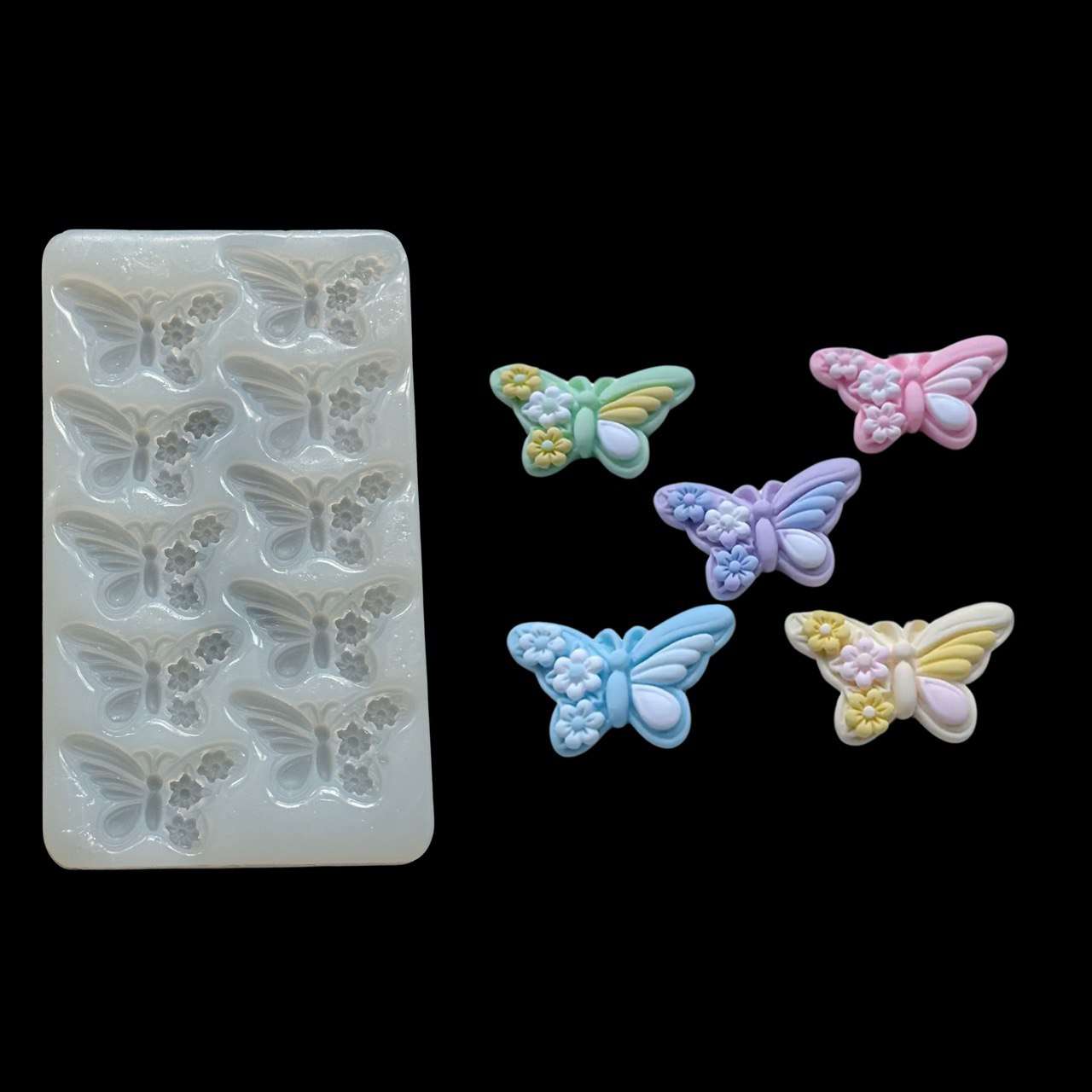 Mini Butterfly Silicone Mold – 10-Cavity Floral Winged Mold