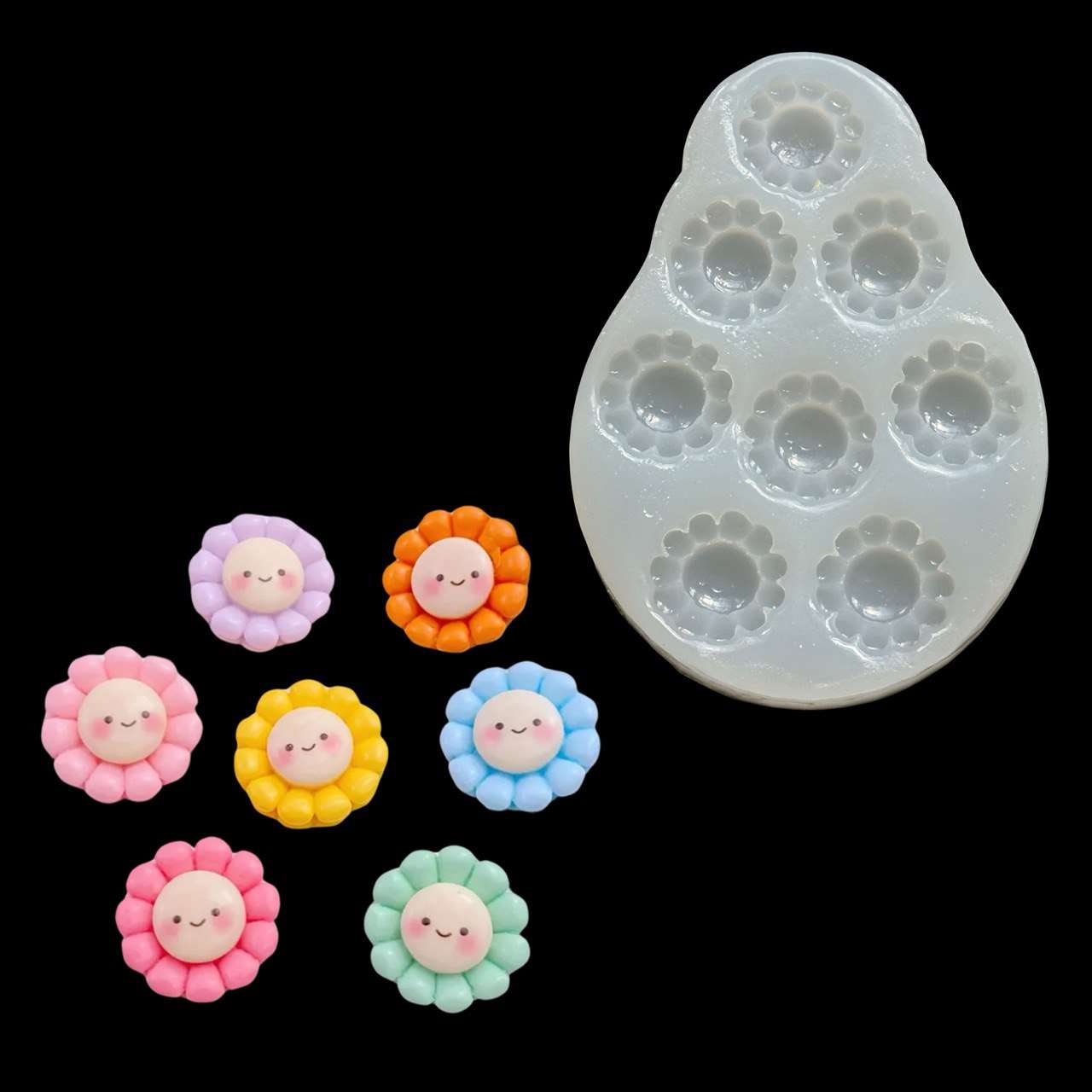 Cute Flowers Silicone Mold – Kawaii Resin Mold for Crafts