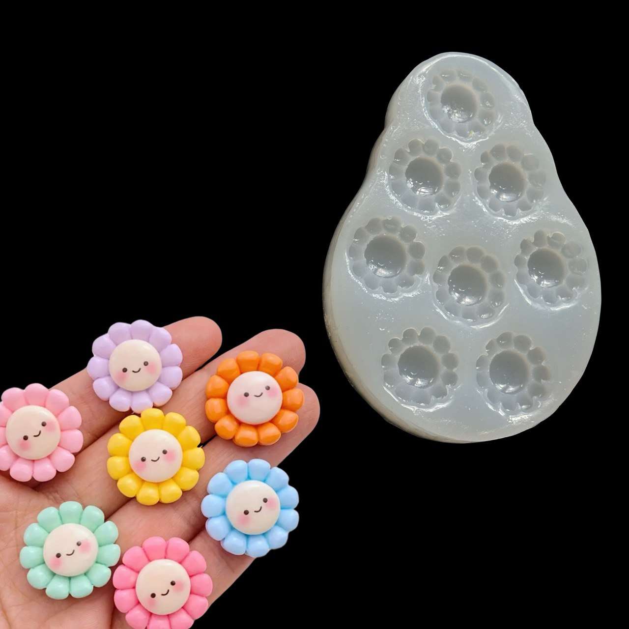 Cute Flowers Silicone Mold – Kawaii Resin Mold for Crafts