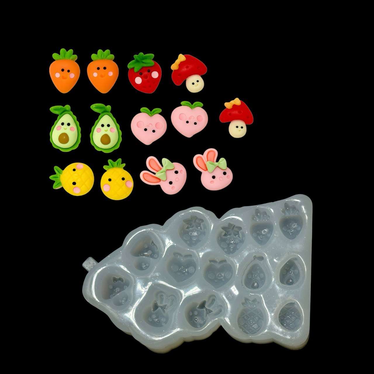 Kawaii Silicone Mold – Mini Fruits and Bunny Mold