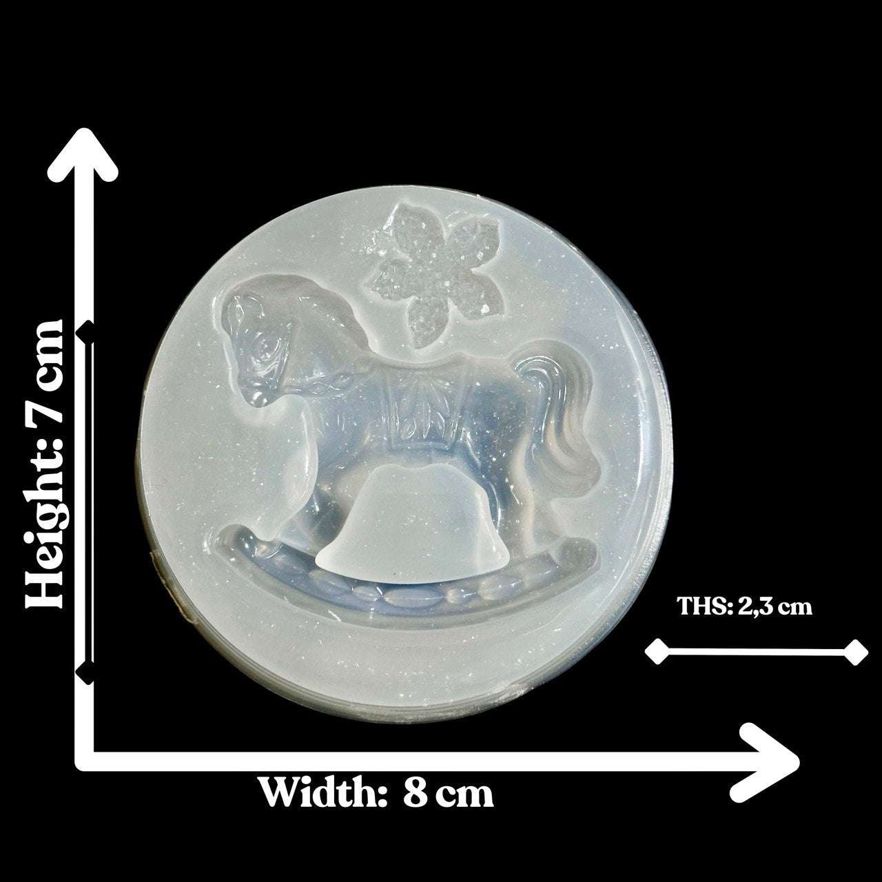 Silicone Mold Rocking Horse with Druzy Flower