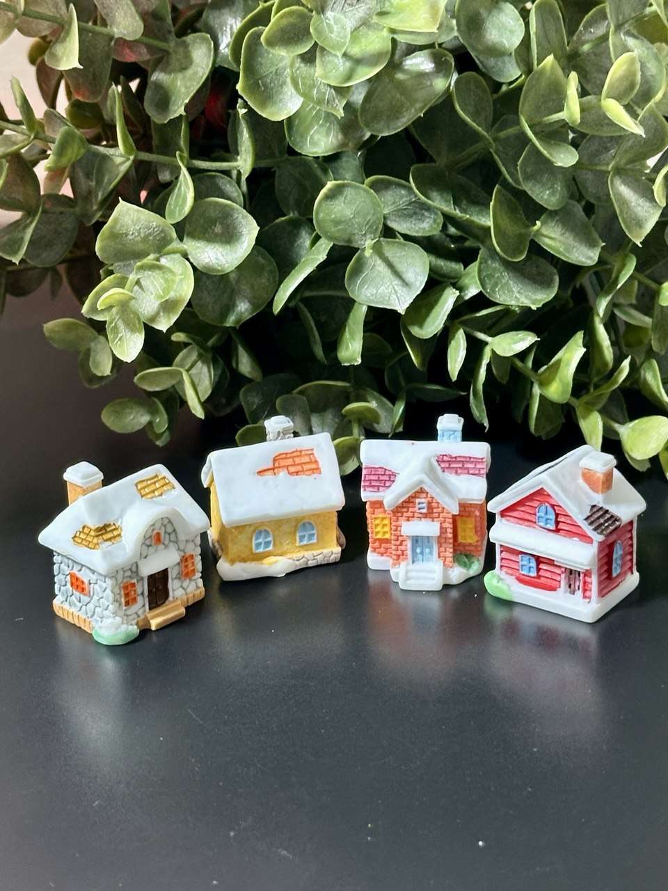 Miniature Snowy Houses Set | Christmas Village Decor