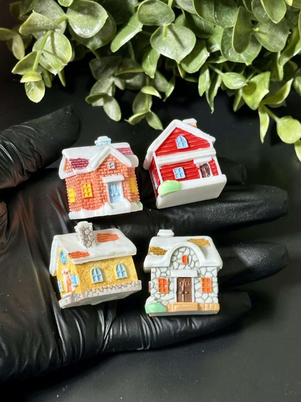 Miniature Snowy Houses Set | Christmas Village Decor