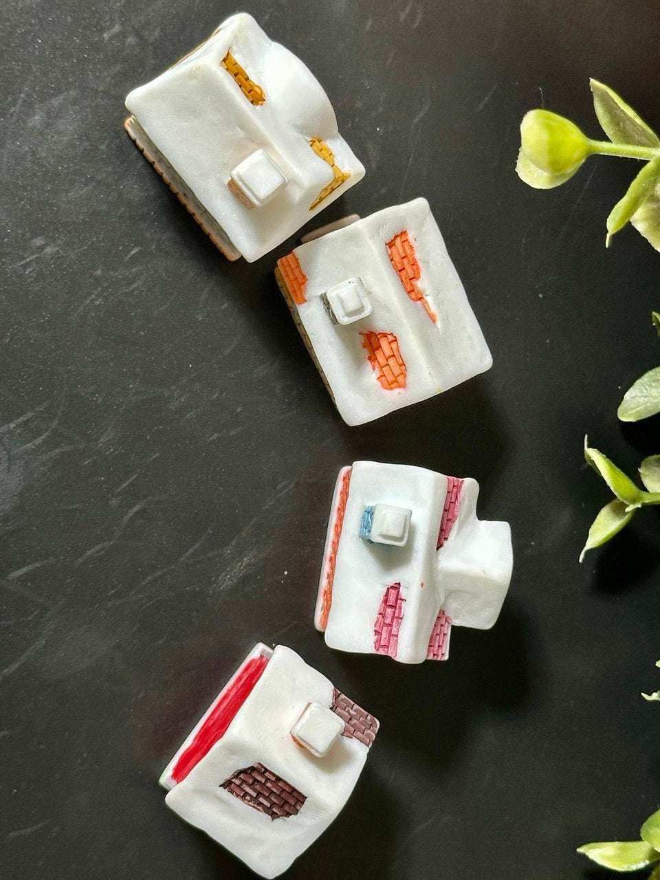 Miniature Snowy Houses Set | Christmas Village Decor