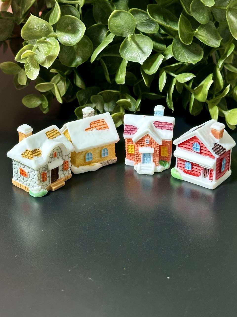 Miniature Snowy Houses Set | Christmas Village Decor