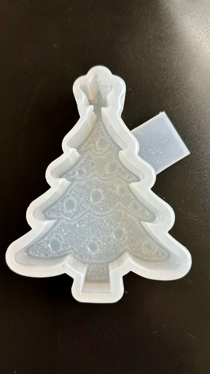 Large Christmas Tree Silicone Mold with Crystal Texture
