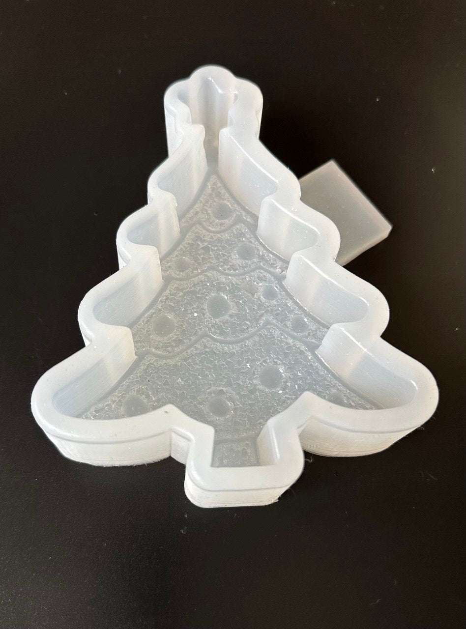 Large Christmas Tree Silicone Mold with Crystal Texture