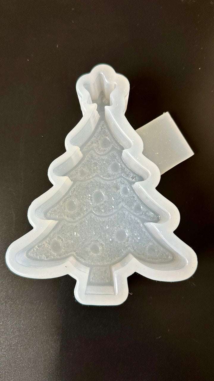 Large Christmas Tree Silicone Mold with Crystal Texture