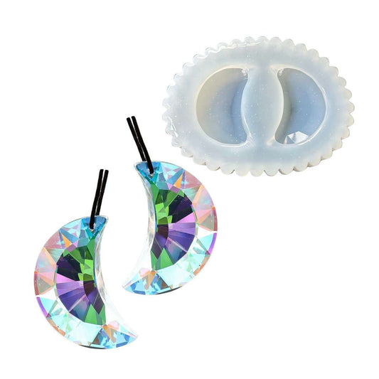 Faceted Crescent Moon Silicone Mold for Resin