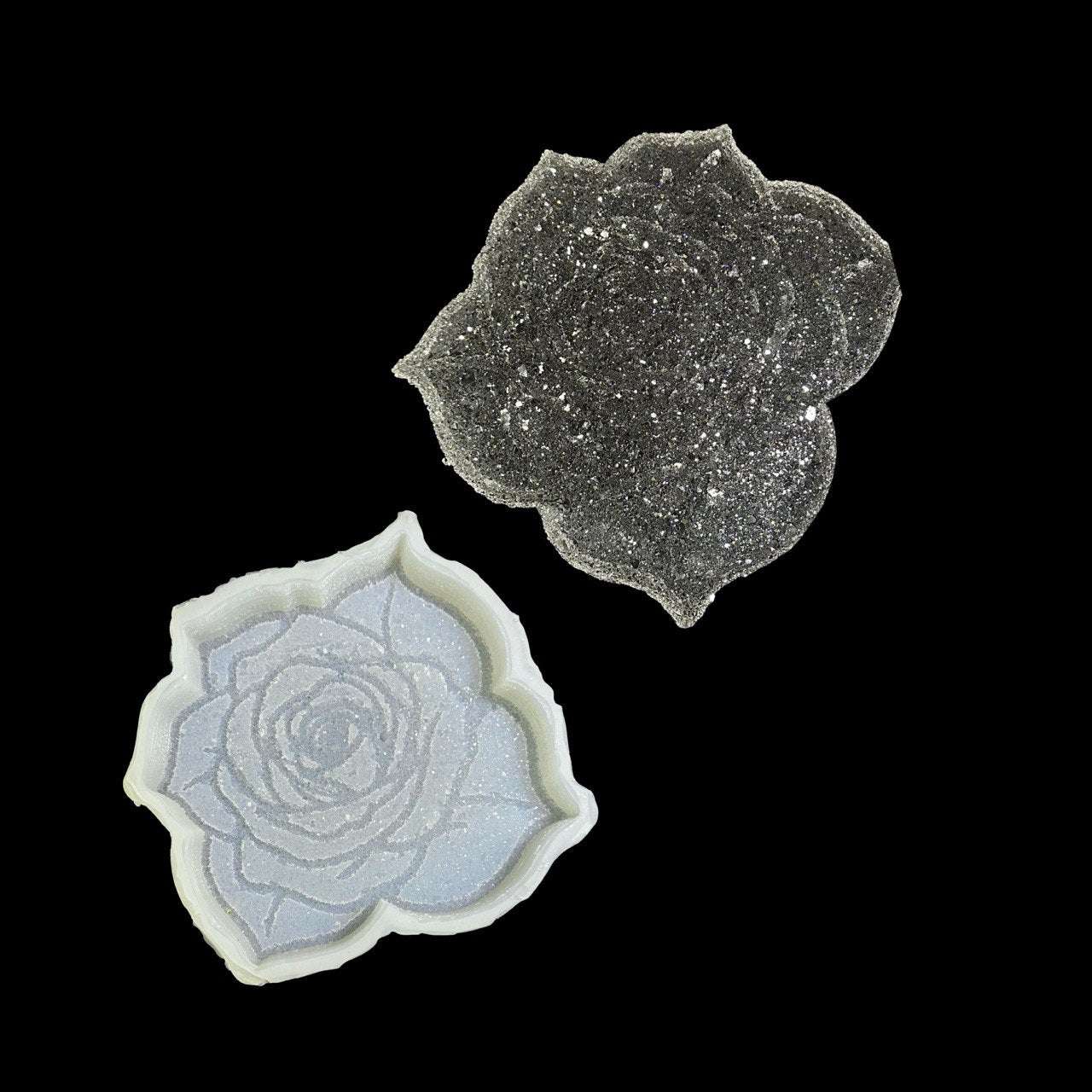 Rose Geode Tray Silicone Mold | Crystal Druzy Rose Mold