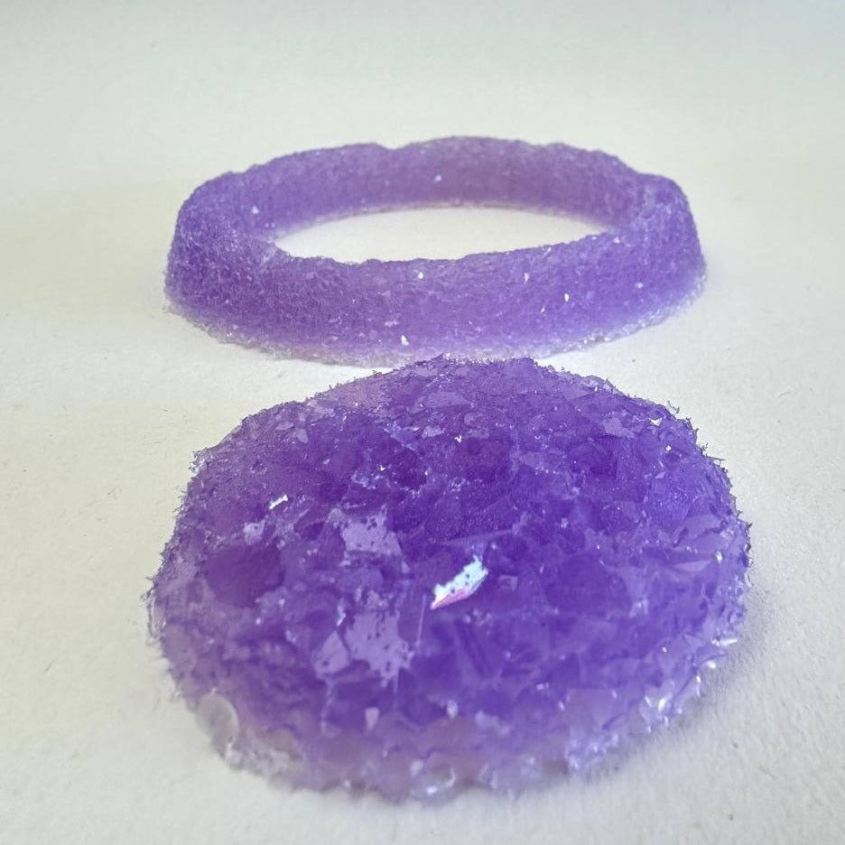 Set of 2 Round Amethyst Crystal Insert Druzy Silicone Molds - Ideal for Resin, Jesmonite, Clay Projects