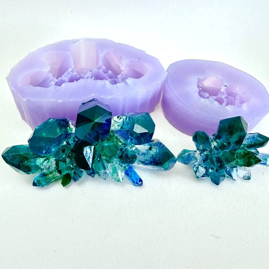 New 2 Set Crystals Cluster Silicone Mold for Resin