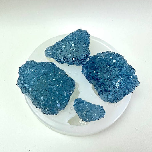 4 glänzende Kristallcluster-Silikonform – Bastelharz, Jesmonit, Gips