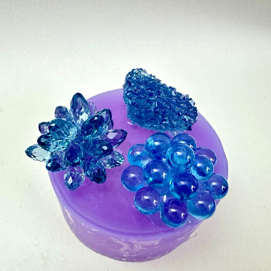 Einzigartiges Set exklusiver Kristallformen – Cluster- und Blasenblume, dekorative Kristallblume