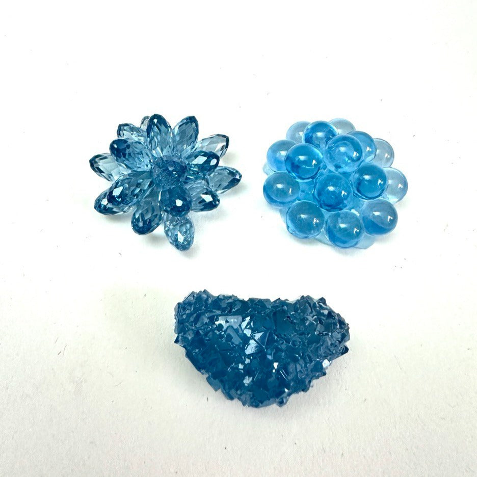 Einzigartiges Set exklusiver Kristallformen – Cluster- und Blasenblume, dekorative Kristallblume