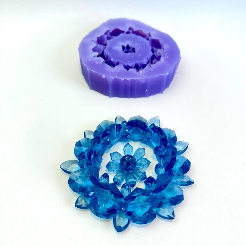 Handcrafted Dual Flower Crystal Silicone Molds for Resin Casting - Create Stunning Blue Crystal Clusters - Perfect for DIY Jewelry and Home Decor, Easy to Demold - Perfect for DIY Jewelry, Crafts, Home Decor - Blue Crystal Effect
