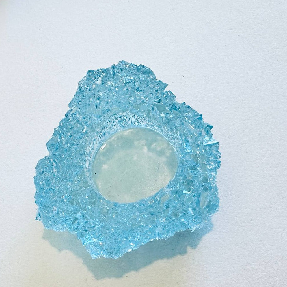Quartz Radiance - Handmade Crystal Tea Light Holder Mold for Geode Resin Casting