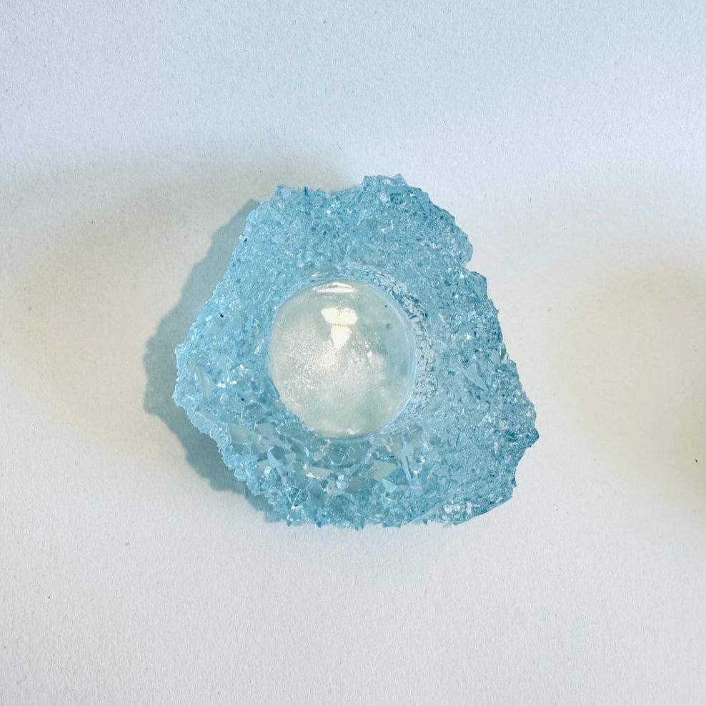 Quartz Radiance – Handgefertigte Kristall-Teelichthalterform für Geodenharzguss