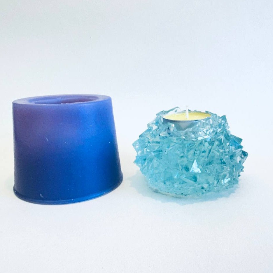 Erstaunliche handgefertigte Kristall-Teelichthalterform zum Gießen von Geodenharz