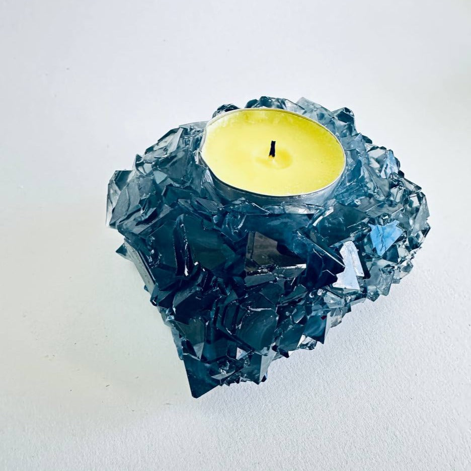 Quadratische handgefertigte Kristall-Teelichthalterform, perfekt für Geodenharzguss