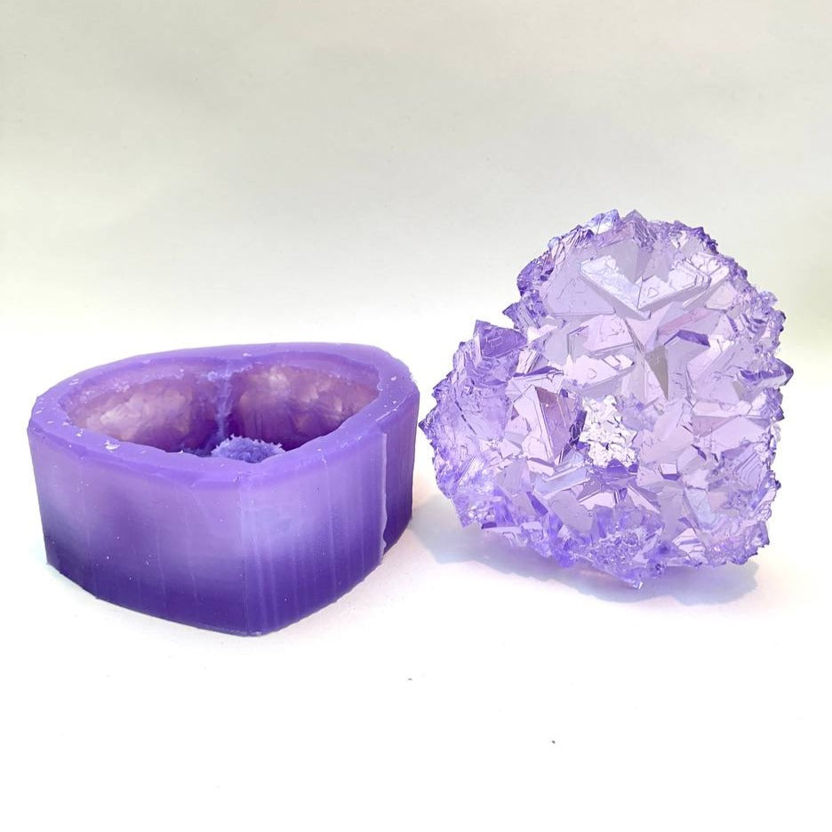 Extra große, luxuriöse Amethyst-Kristall-Herz-Silikonform, perfekt für Geoden-Drusen- und Druzy-Designs in Kunstharz-Kristallkunst