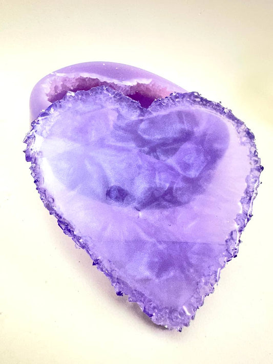 Dazzling Love: Heart Coaster with Crystal Edges Resin Silicone Mold